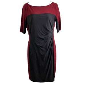 Lauren Ralph‎ Lauren Women’s Black Red Stretchy Career Color Block Dress Size 10